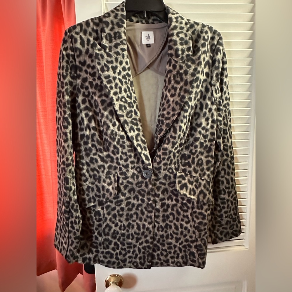CAbi Animal Print Blazer - Black and Tan